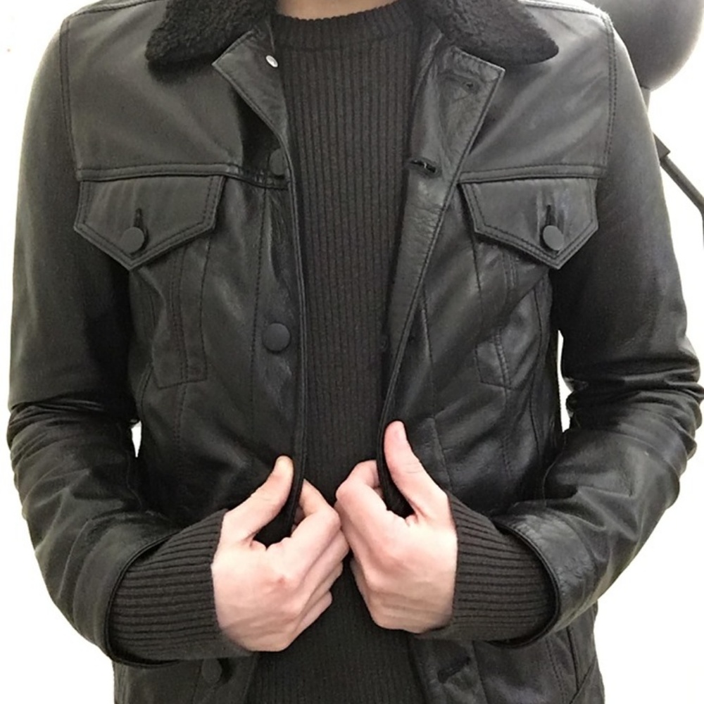 ASOS Men's Slim Leather Biker Jacket - XXS / XS